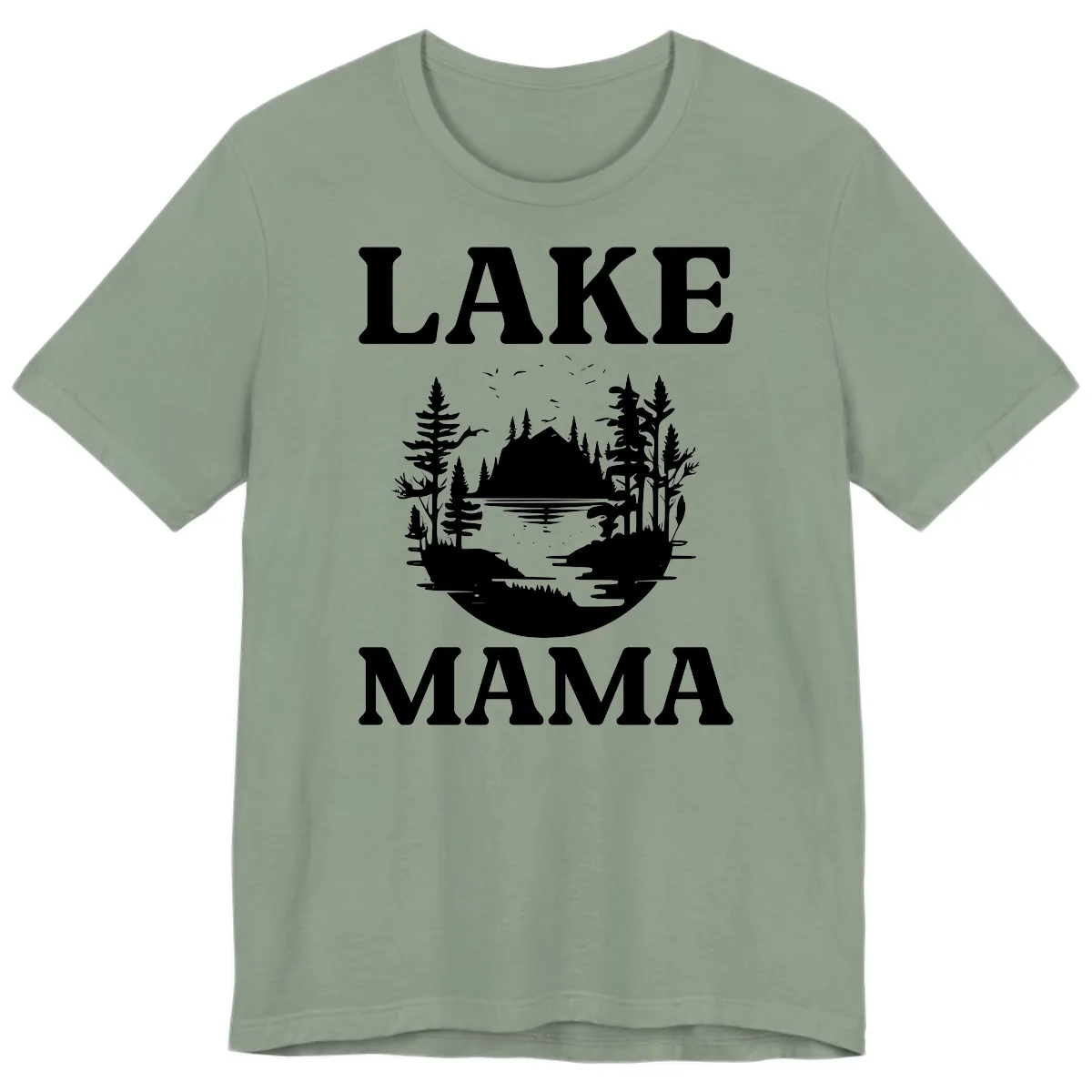 Lake Mama Nature Scene Premium T-Shirt in Sage