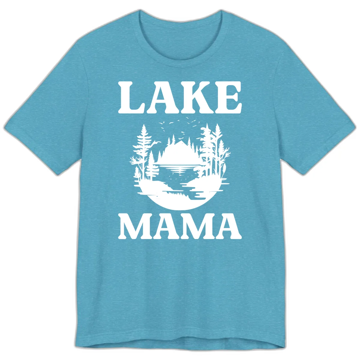 Lake Mama Nature Scene Premium T-Shirt in Heather Aqua