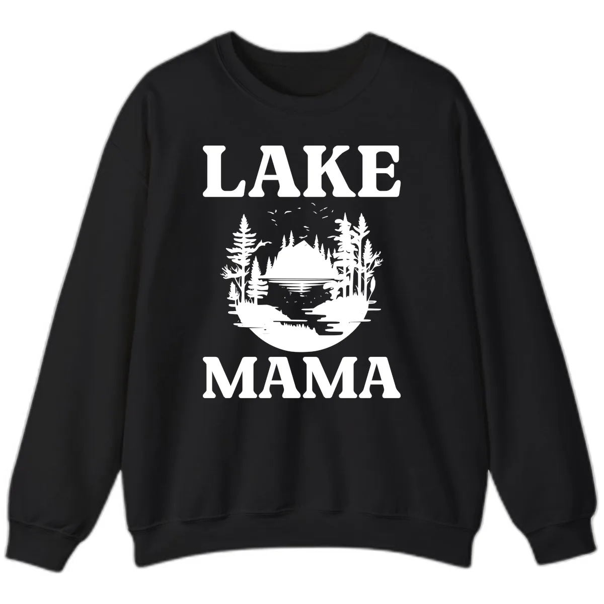 Lake Mama Nature Scene Sweatshirt in Black