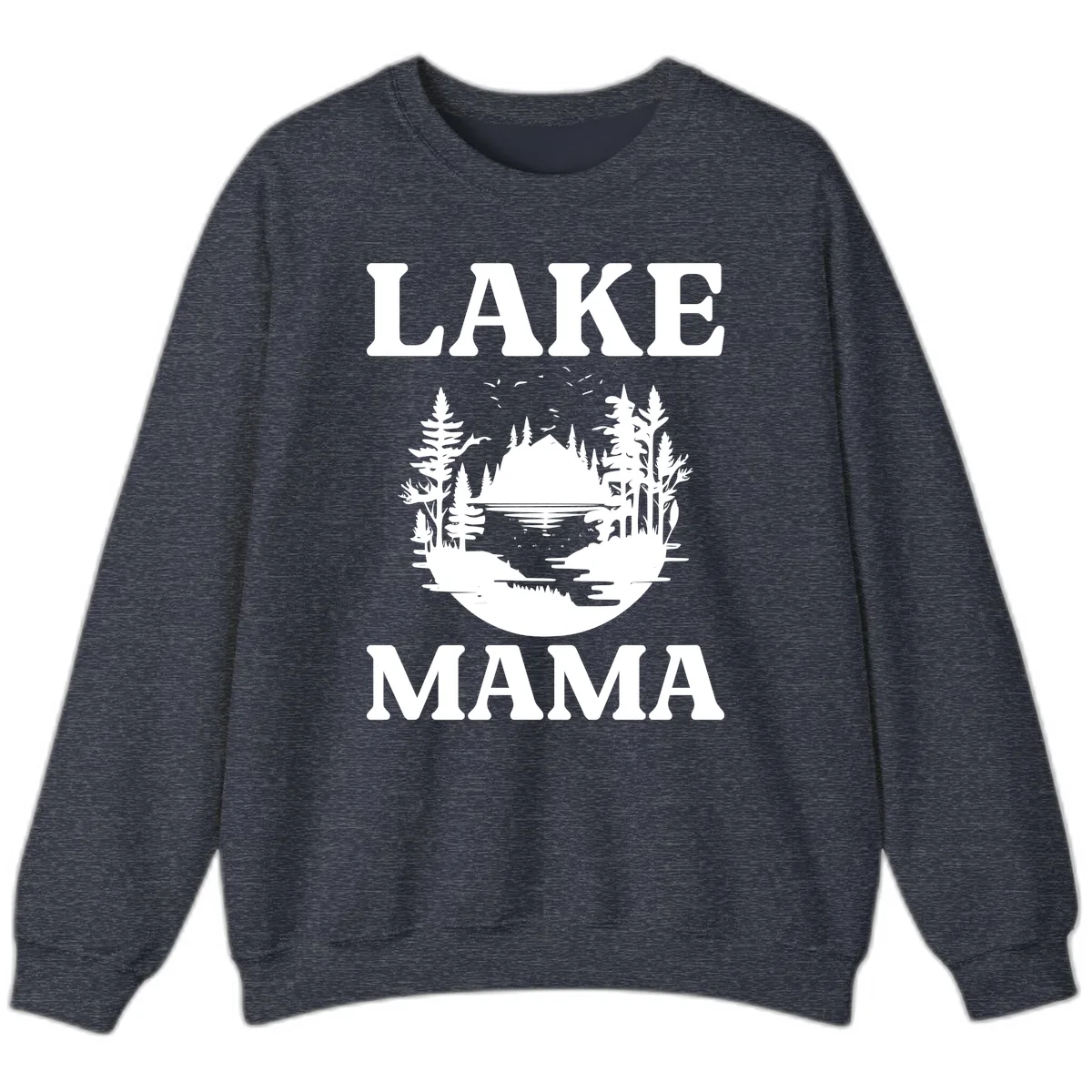 Lake Mama Nature Scene Sweatshirt in Heather Sport Dark Navy