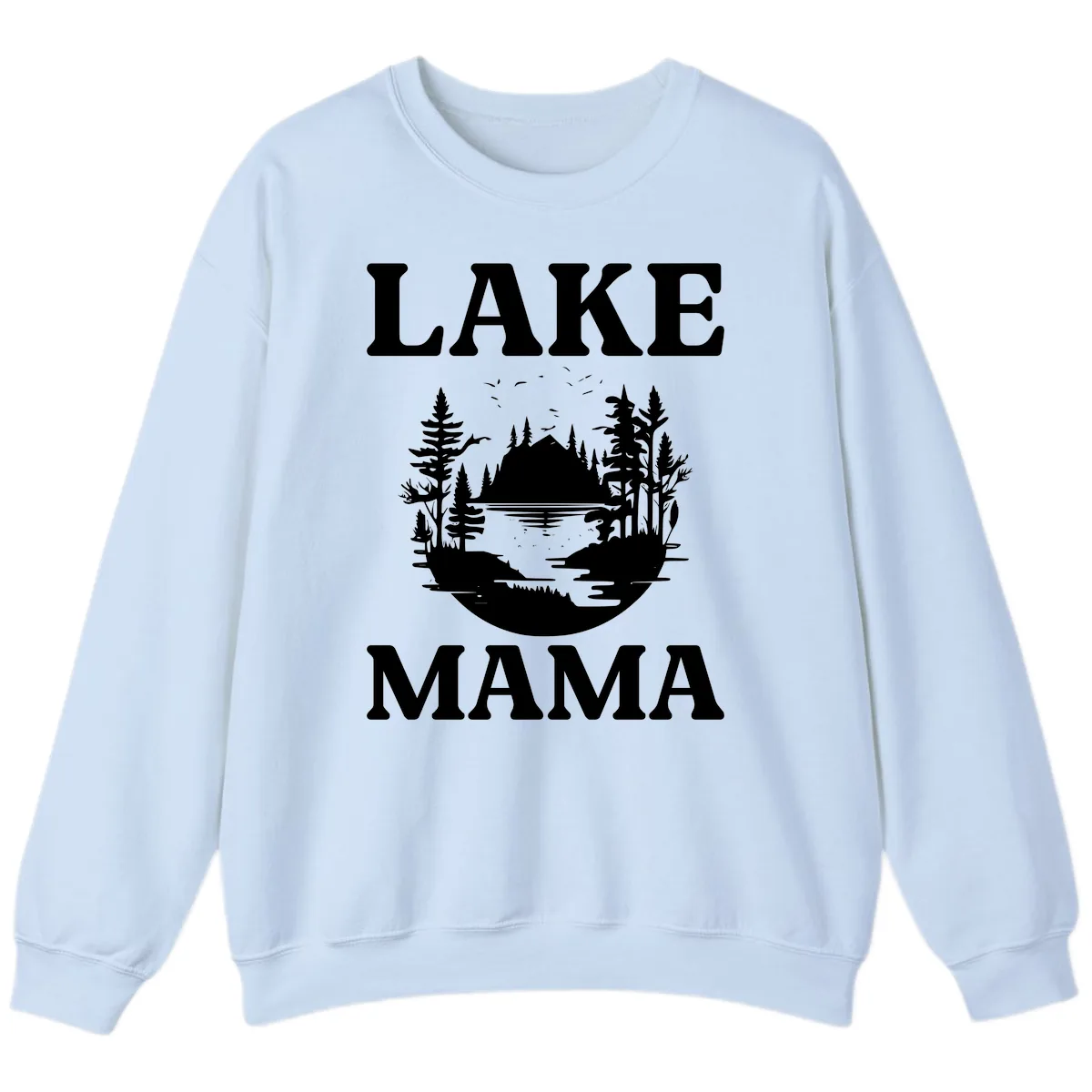 Lake Mama Nature Scene Sweatshirt in Light Blue