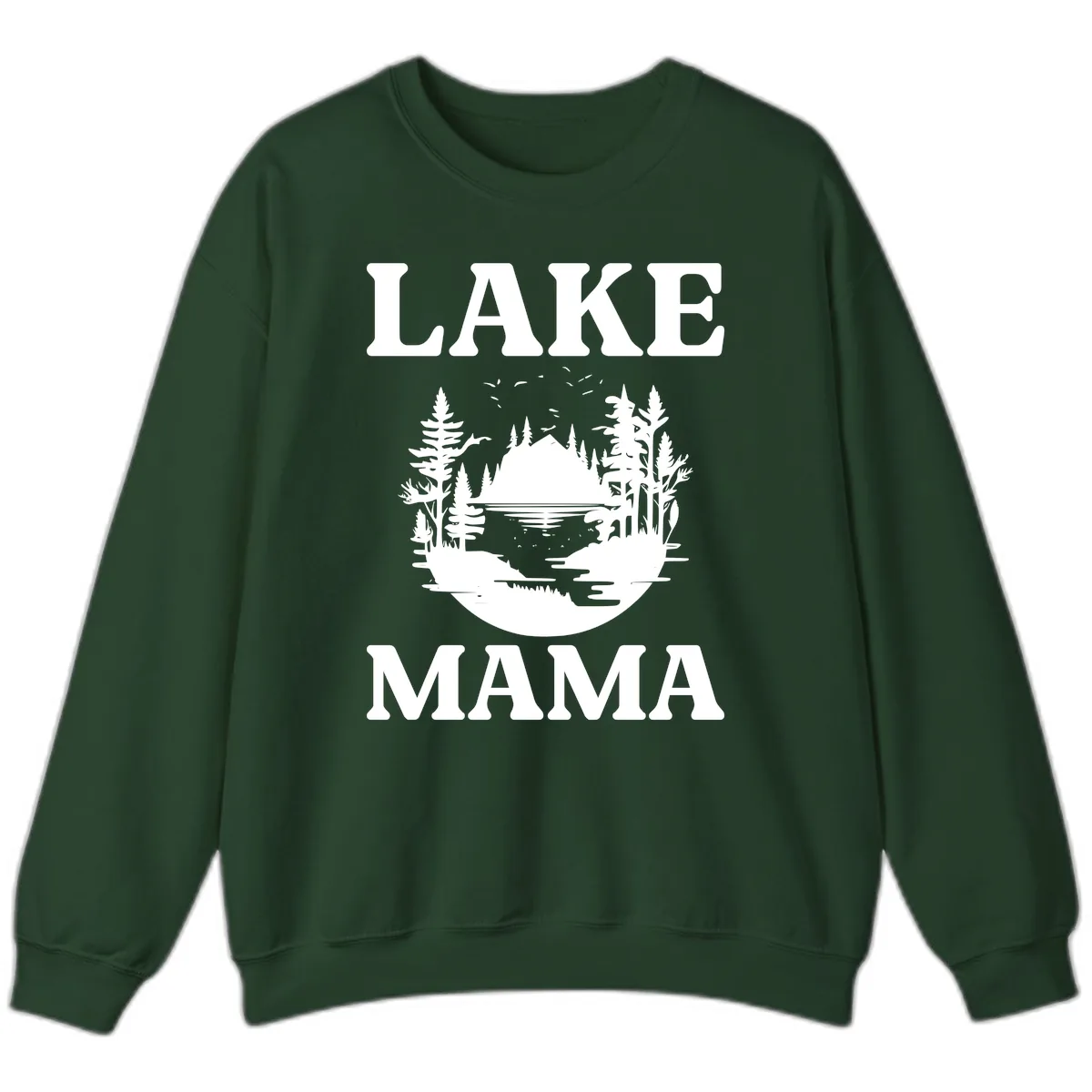 Lake Mama Nature Scene Sweatshirt in Forest Green