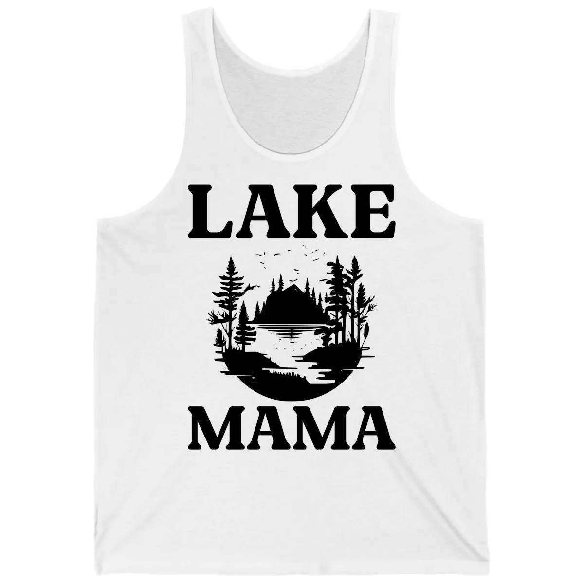 Lake Mama Nature Scene Tank in White