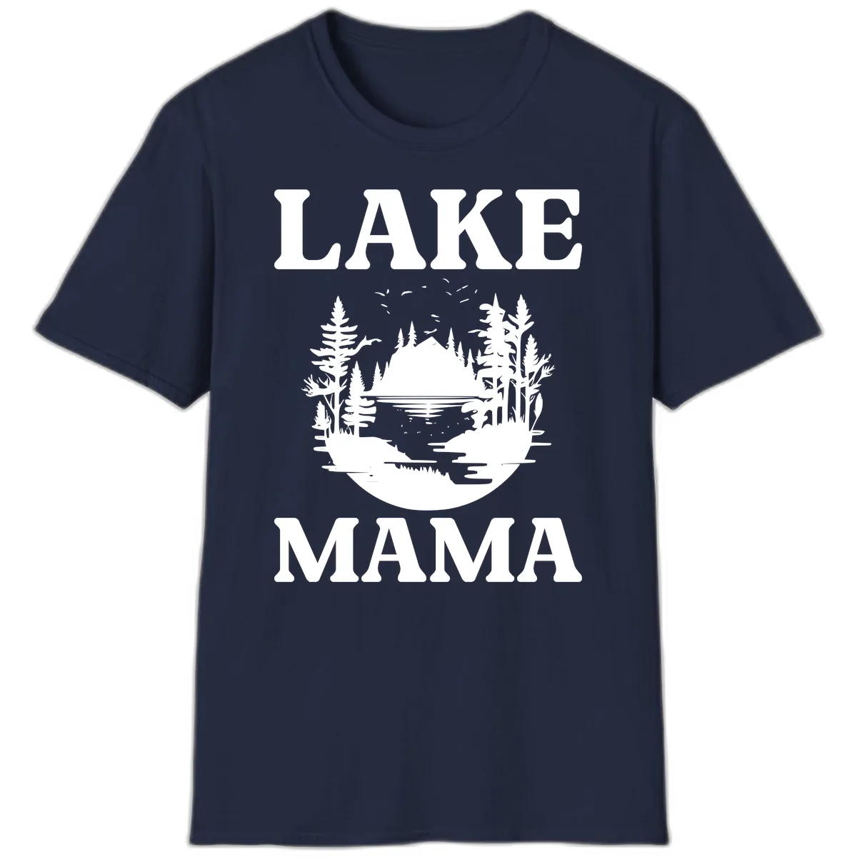 Lake Mama Nature Scene T-Shirt in Navy