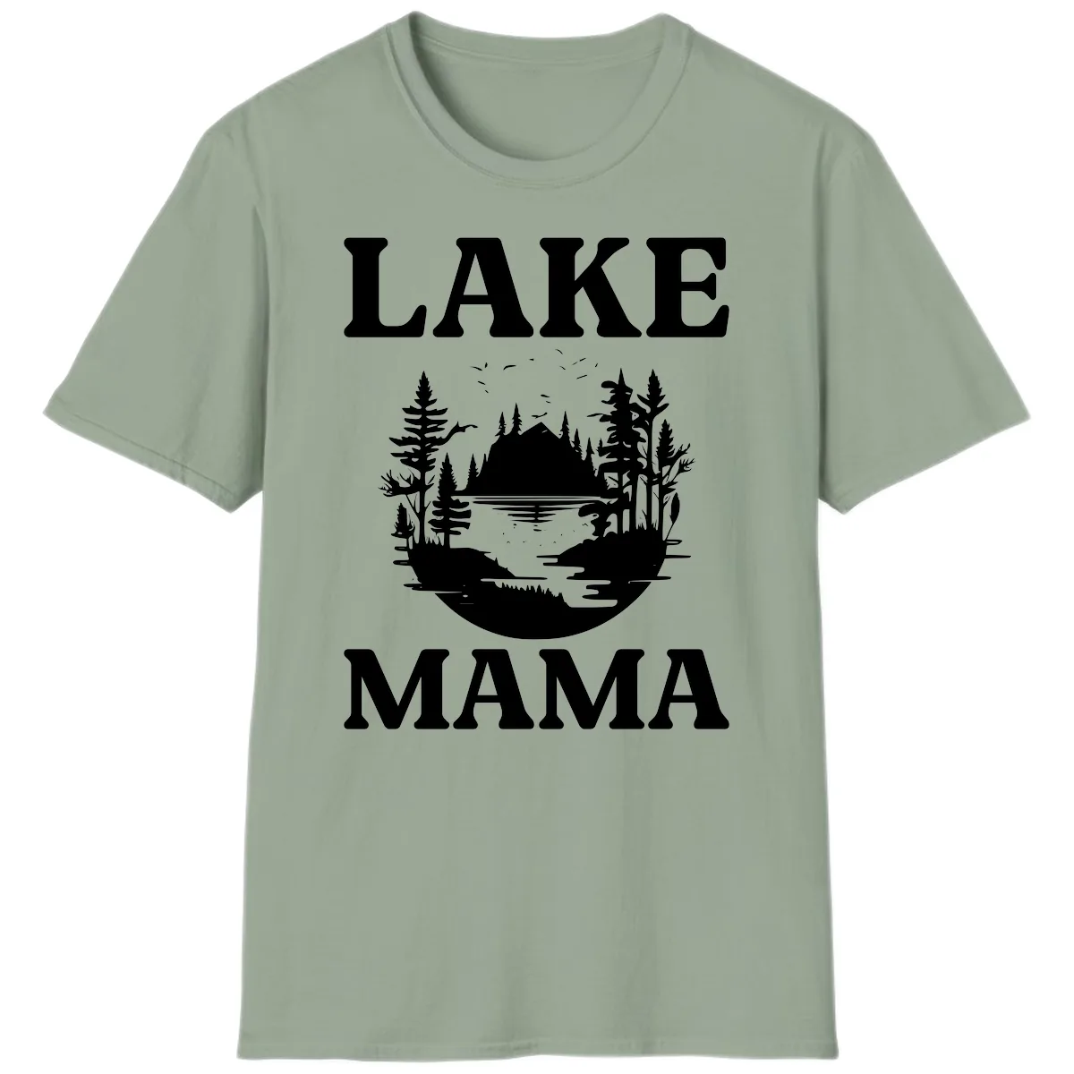 Lake Mama Nature Scene T-Shirt in Sage