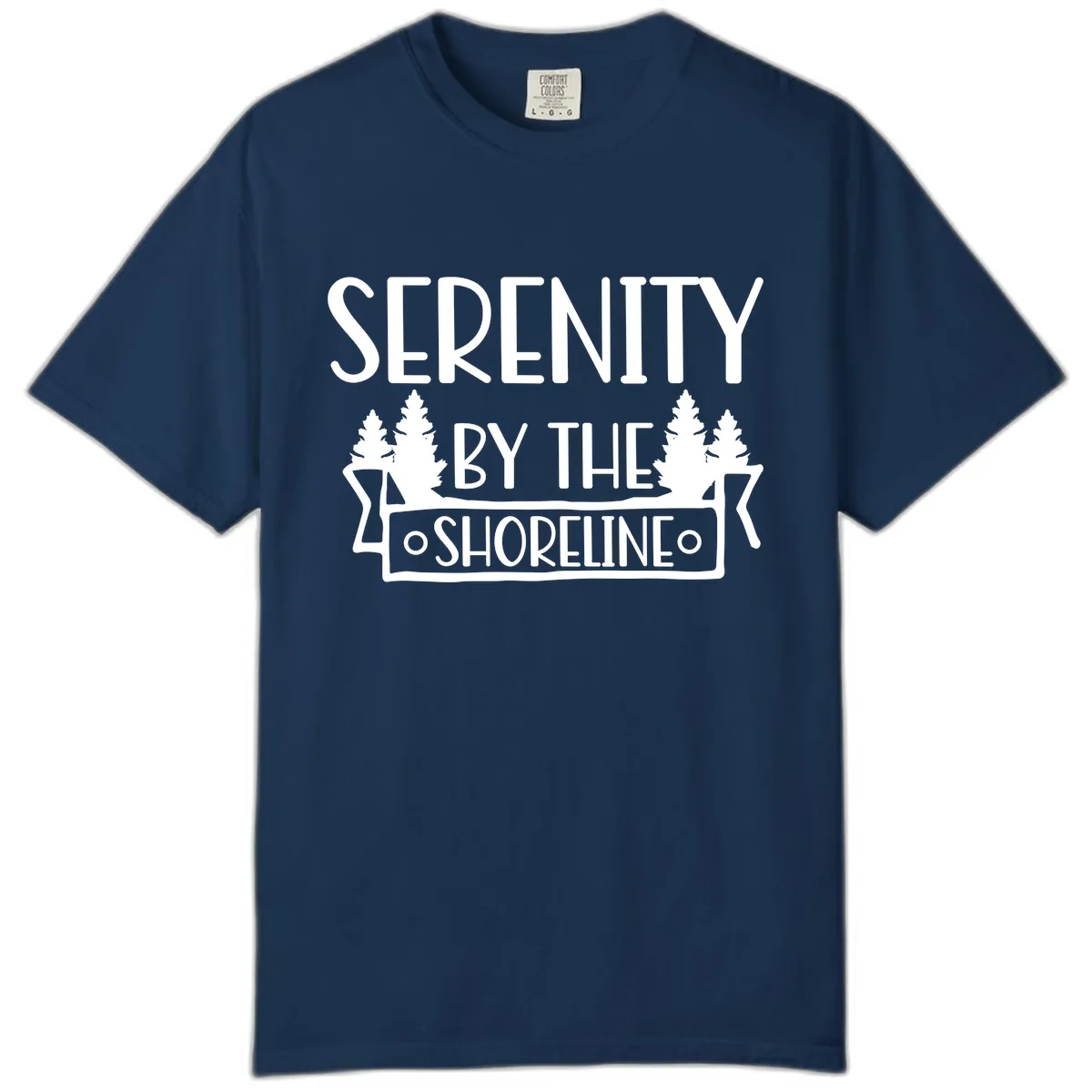 Serenity By The Shoreline Lake Design Comfort Color in Navy