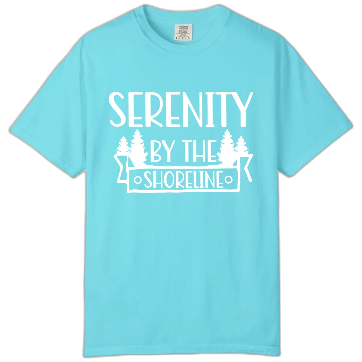 Serenity By The Shoreline Lake Design Comfort Color in Lagoon Blue