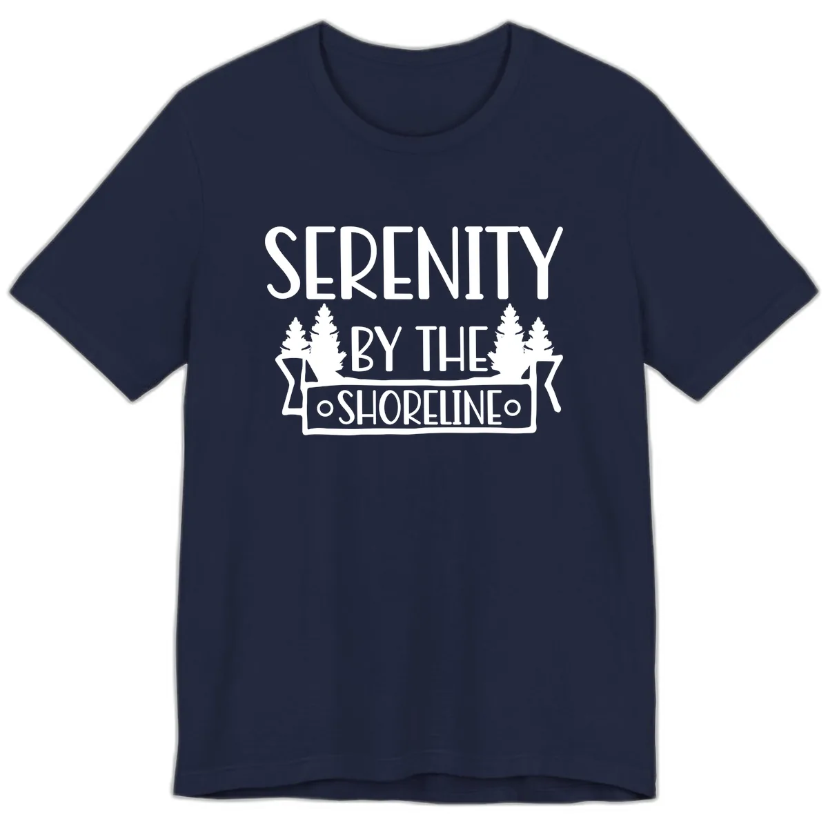 Serenity By The Shoreline Lake Design Premium T-Shirt in Navy