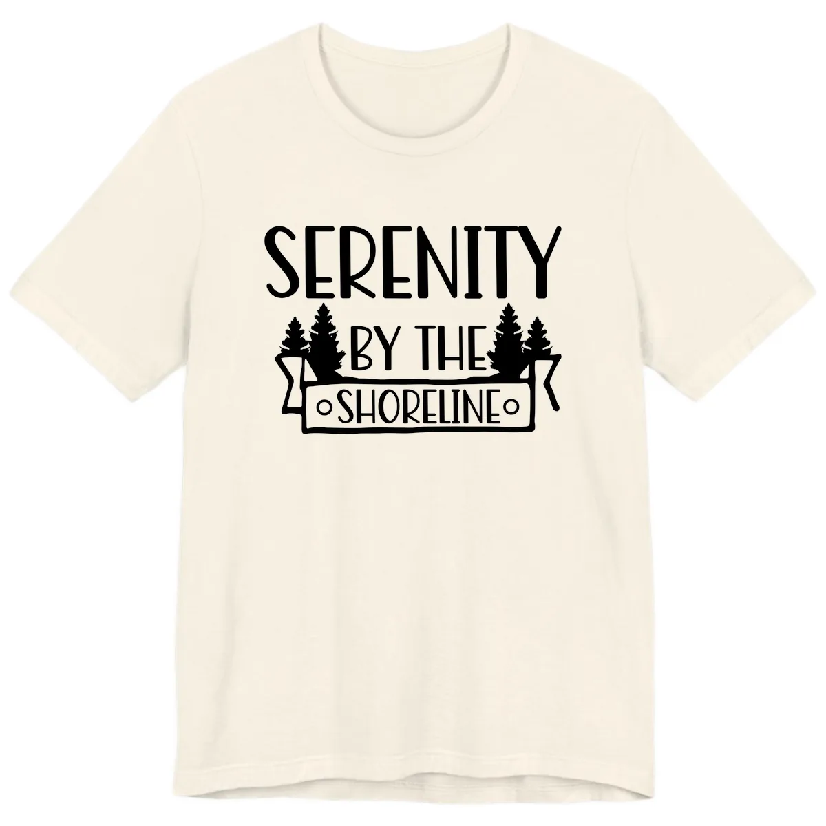 Serenity By The Shoreline Lake Design Premium T-Shirt in Natural