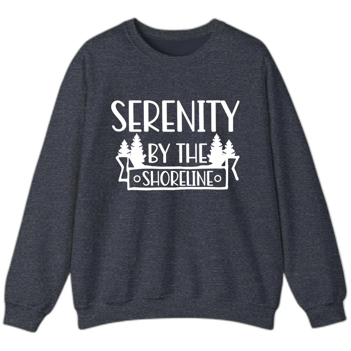 Serenity By The Shoreline Lake Design Sweatshirt in Heather Sport Dark Navy