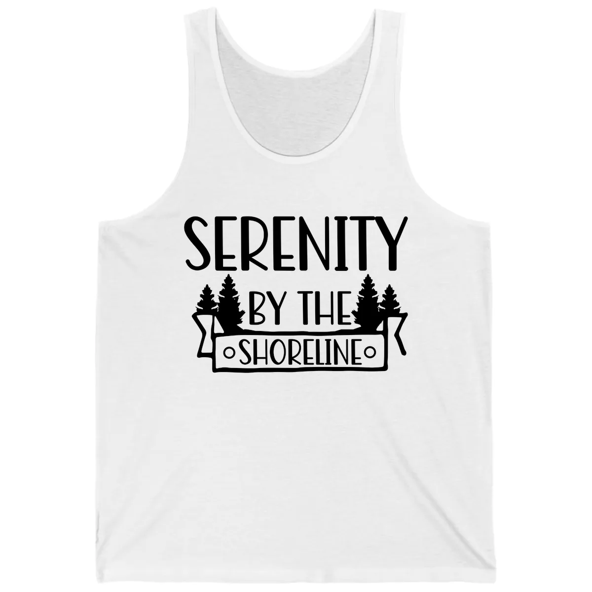 Serenity By The Shoreline Lake Design Tank in White