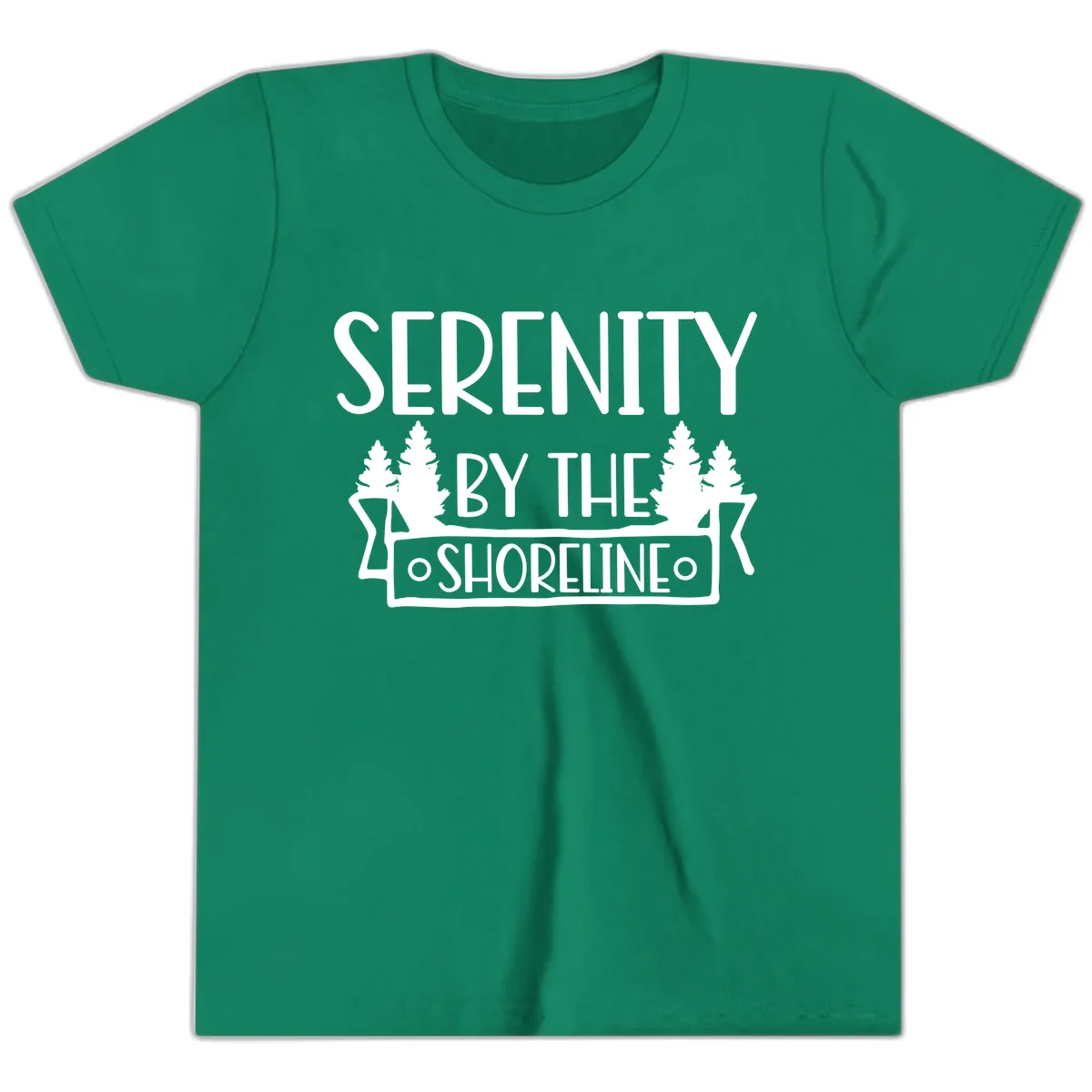 Serenity By The Shoreline Lake Design Youth T-Shirt in Kelly