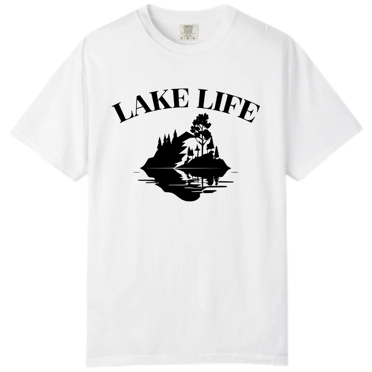 Lake Life Mountain Reflection Comfort Color in White
