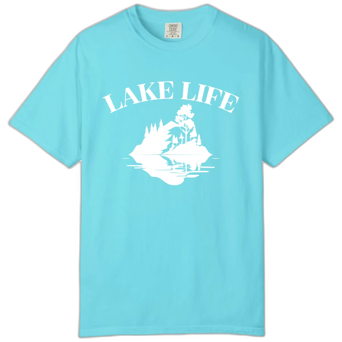 Lake Life Mountain Reflection Comfort Color in Lagoon Blue
