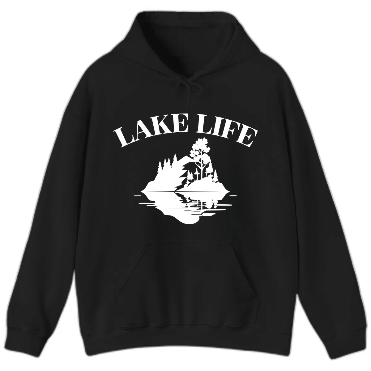 Lake Life Mountain Reflection Hoodie in Black