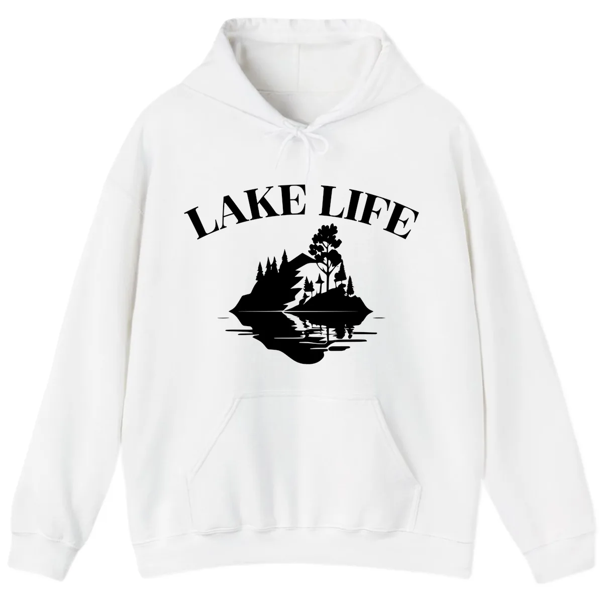 Lake Life Mountain Reflection Hoodie in White