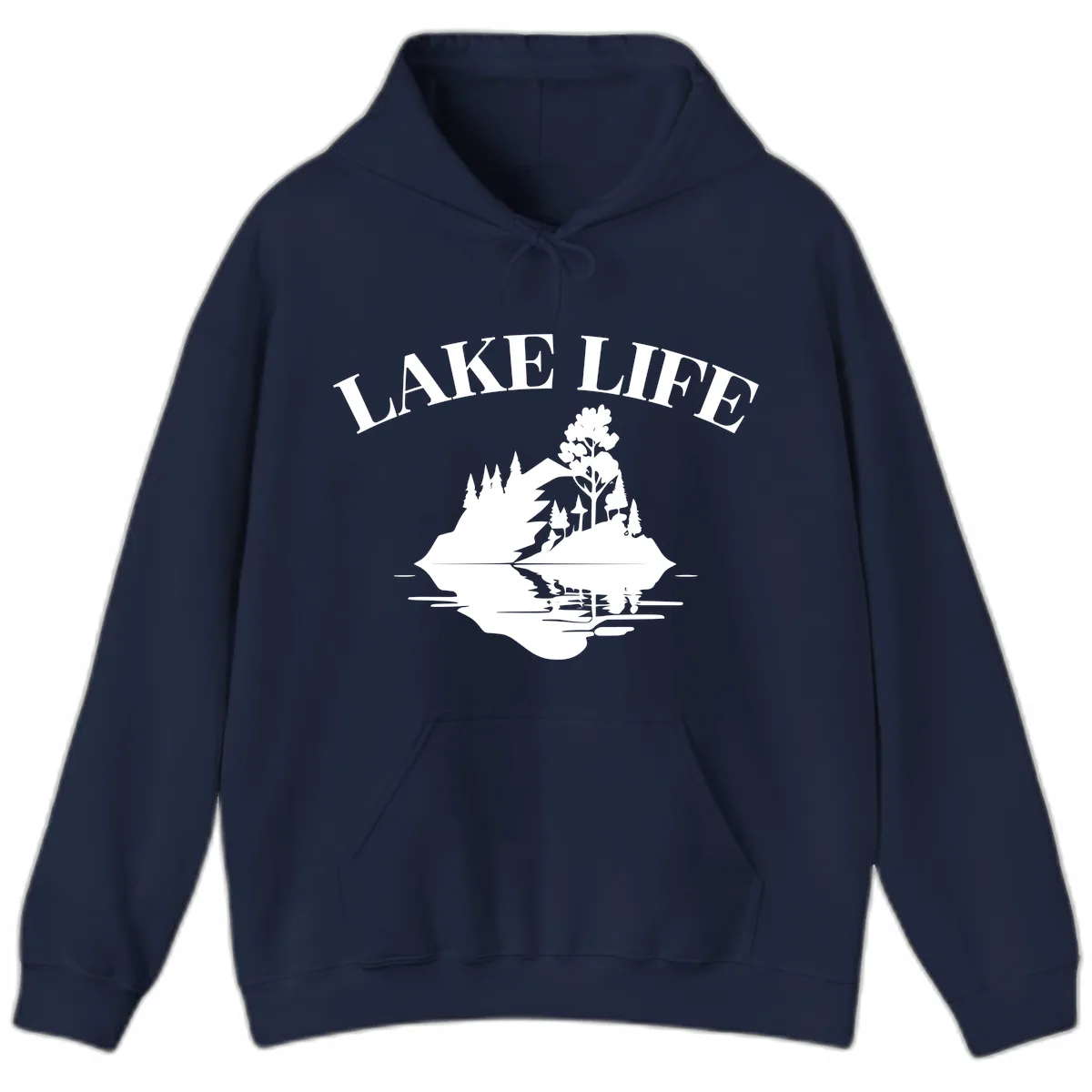 Lake Life Mountain Reflection Hoodie in Navy