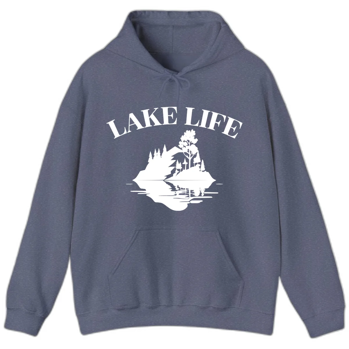 Lake Life Mountain Reflection Hoodie in Heather Navy