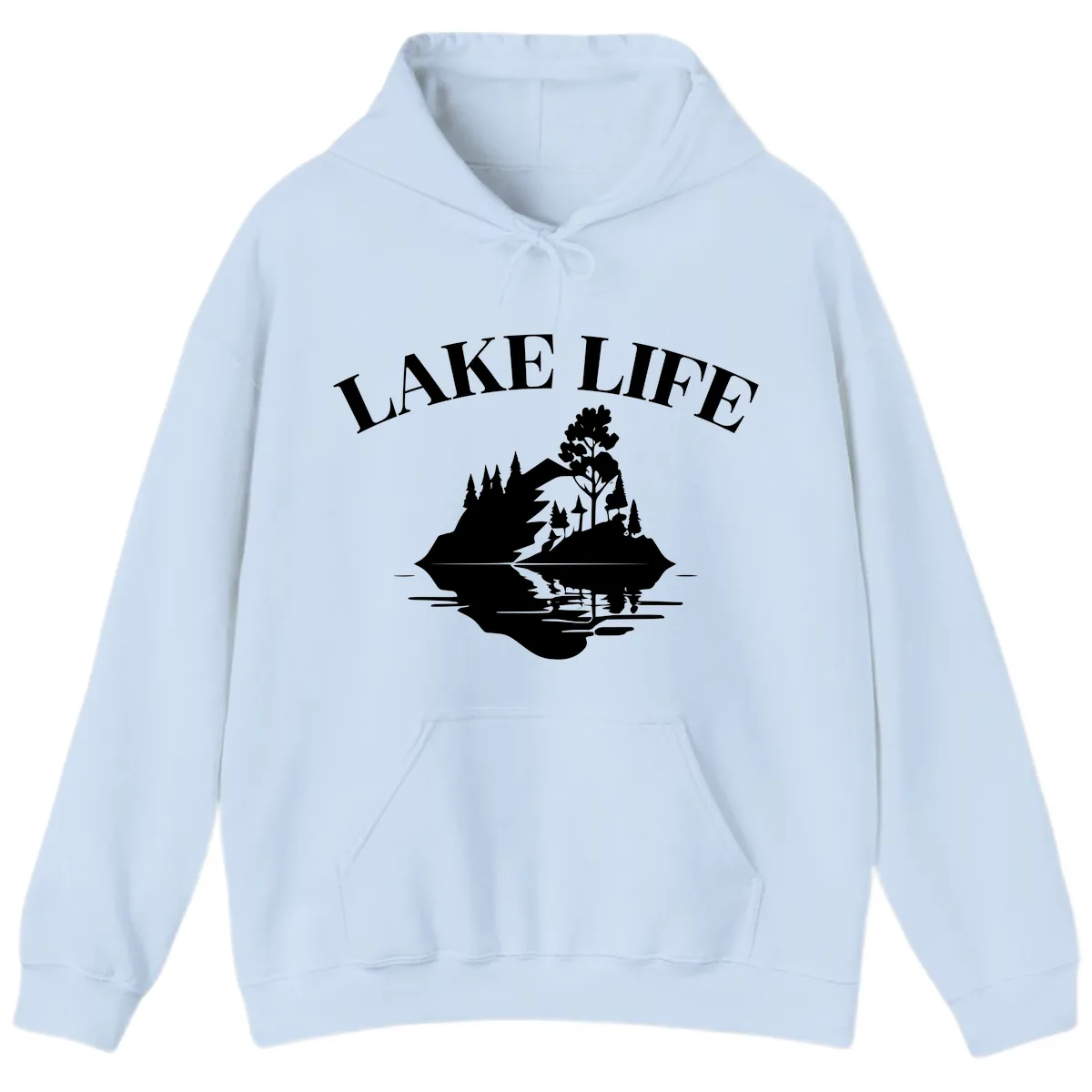 Lake Life Mountain Reflection Hoodie in Light Blue