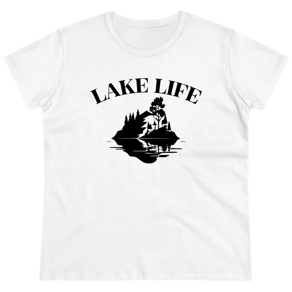 Lake Life Mountain Reflection Ladies Tee in White