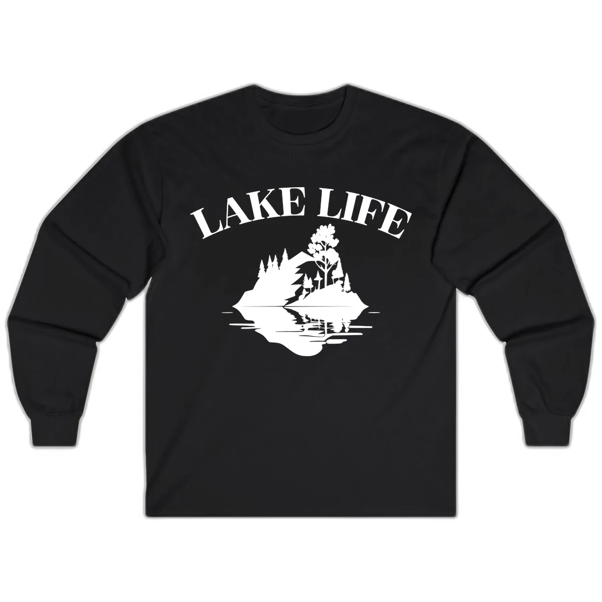 Lake Life Mountain Reflection Long Sleeve in Black