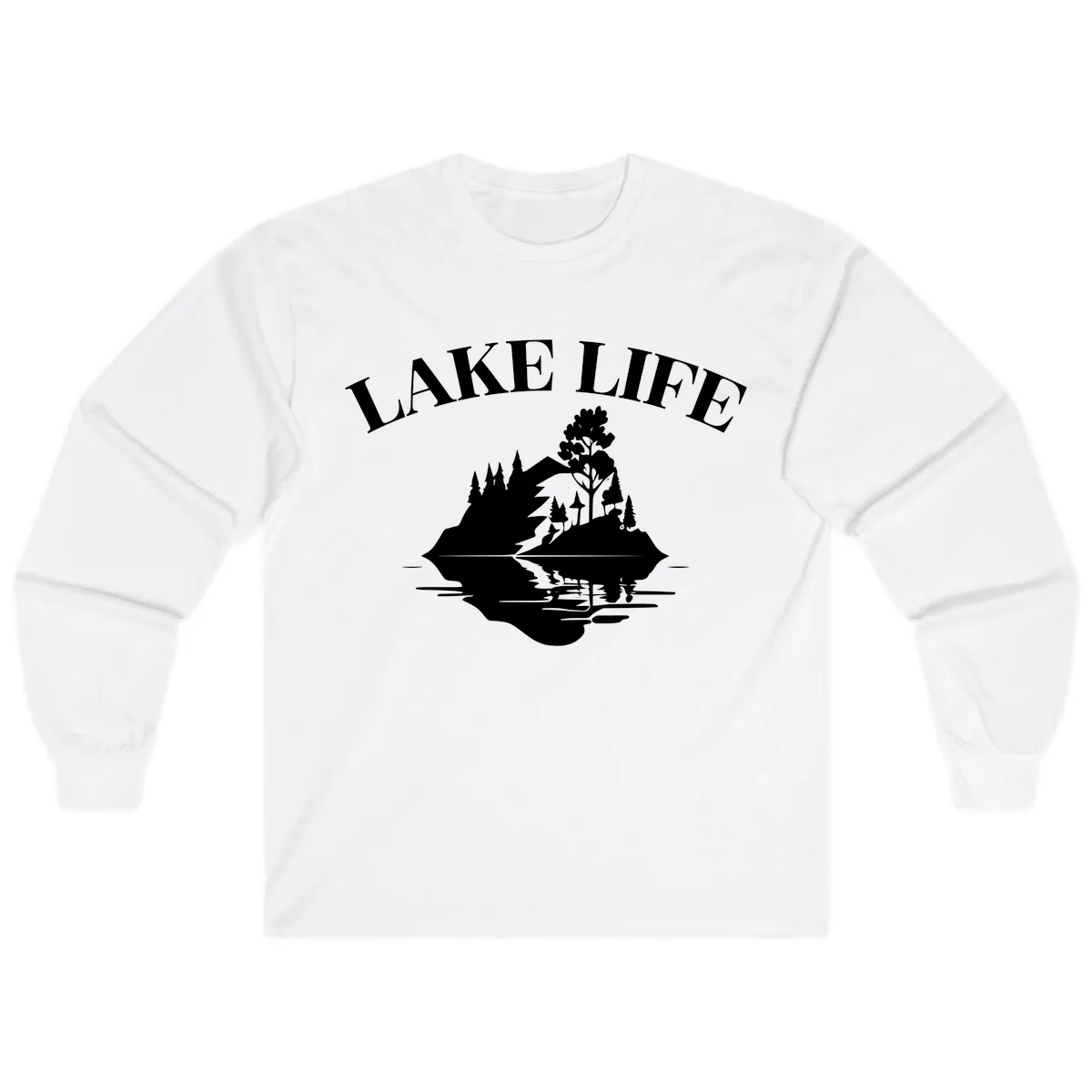 Lake Life Mountain Reflection Long Sleeve in White
