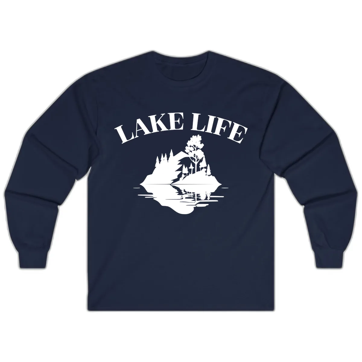 Lake Life Mountain Reflection Long Sleeve in Navy