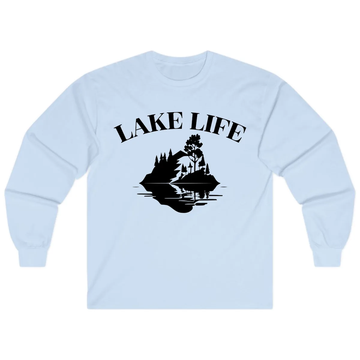 Lake Life Mountain Reflection Long Sleeve in Light Blue