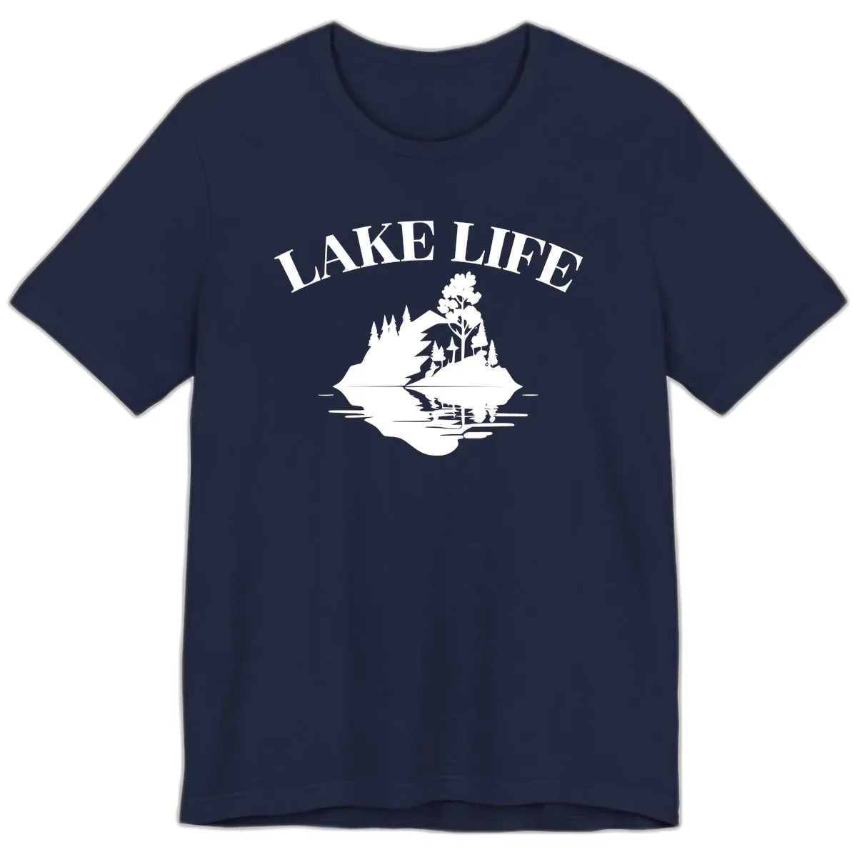 Lake Life Mountain Reflection Premium T-Shirt in Navy