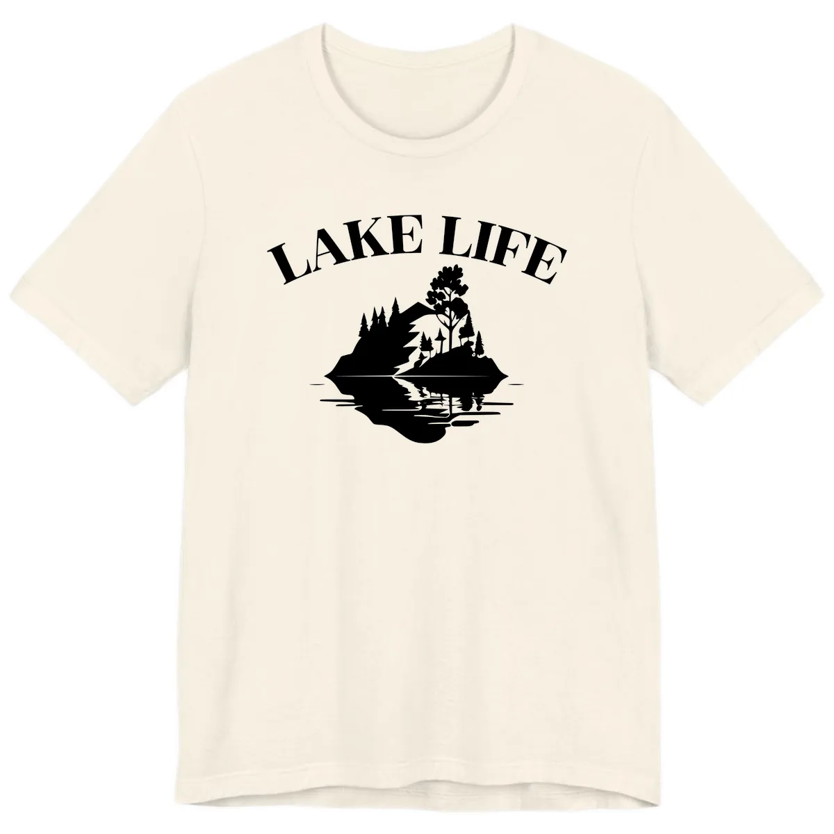 Lake Life Mountain Reflection Premium T-Shirt in Natural