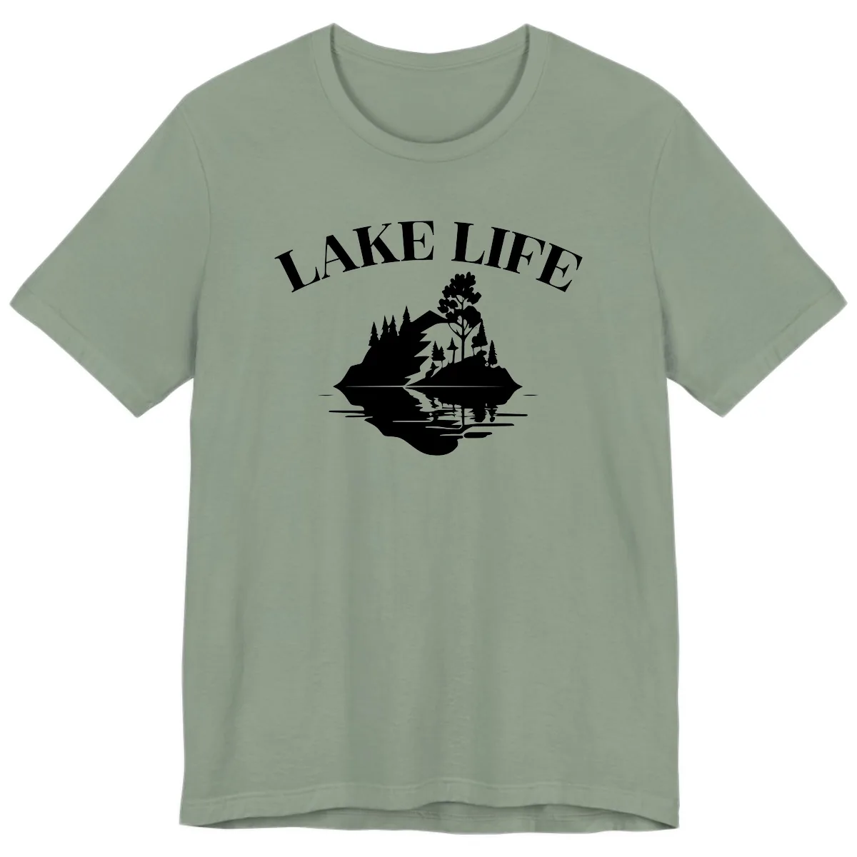 Lake Life Mountain Reflection Premium T-Shirt in Sage