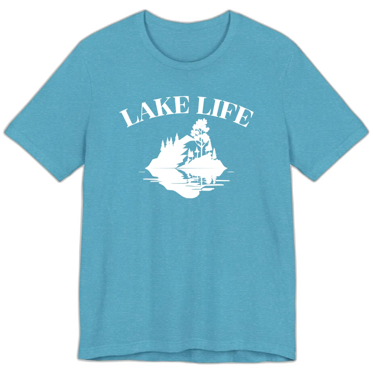 Lake Life Mountain Reflection Premium T-Shirt in Heather Aqua