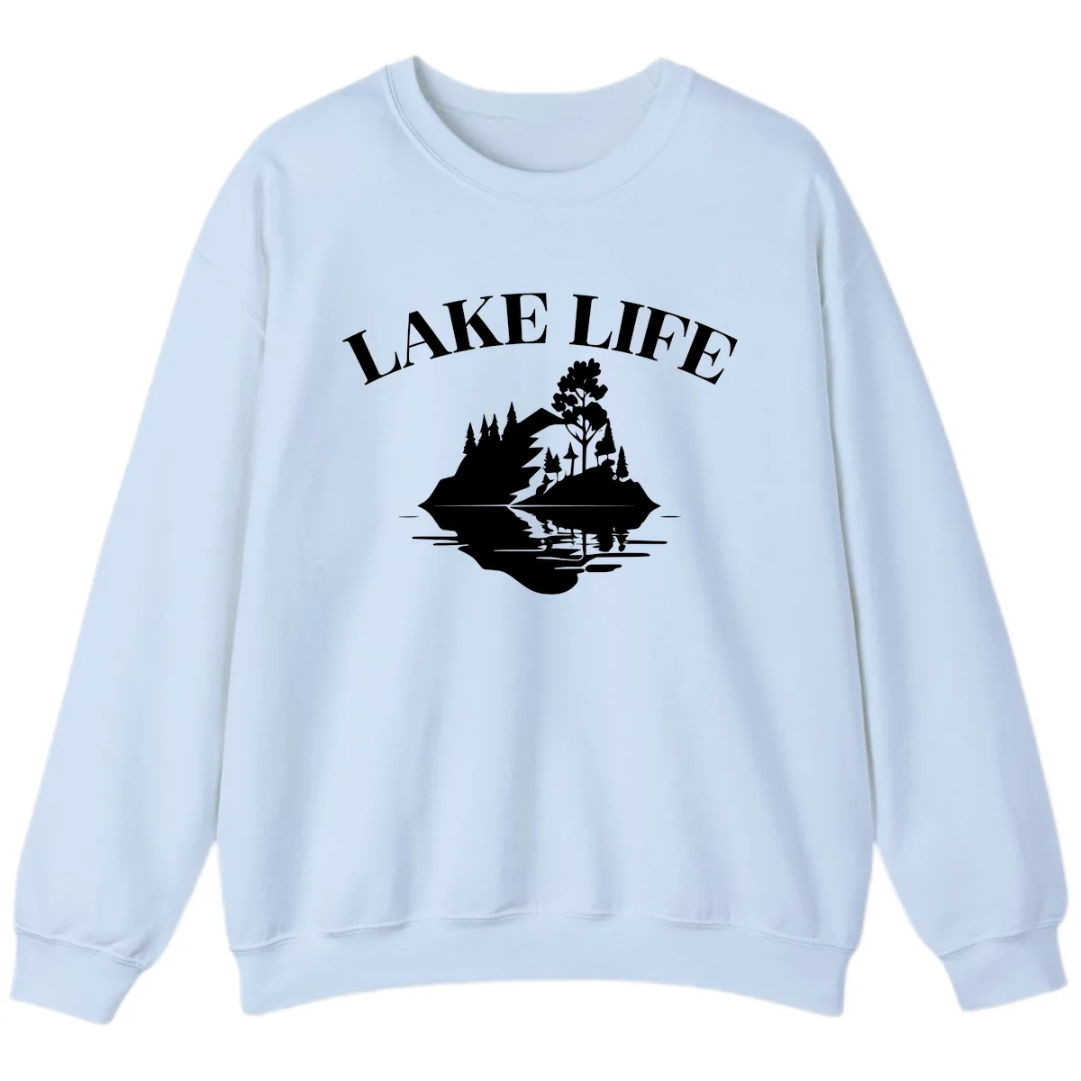 Lake Life Mountain Reflection Sweatshirt in Light Blue