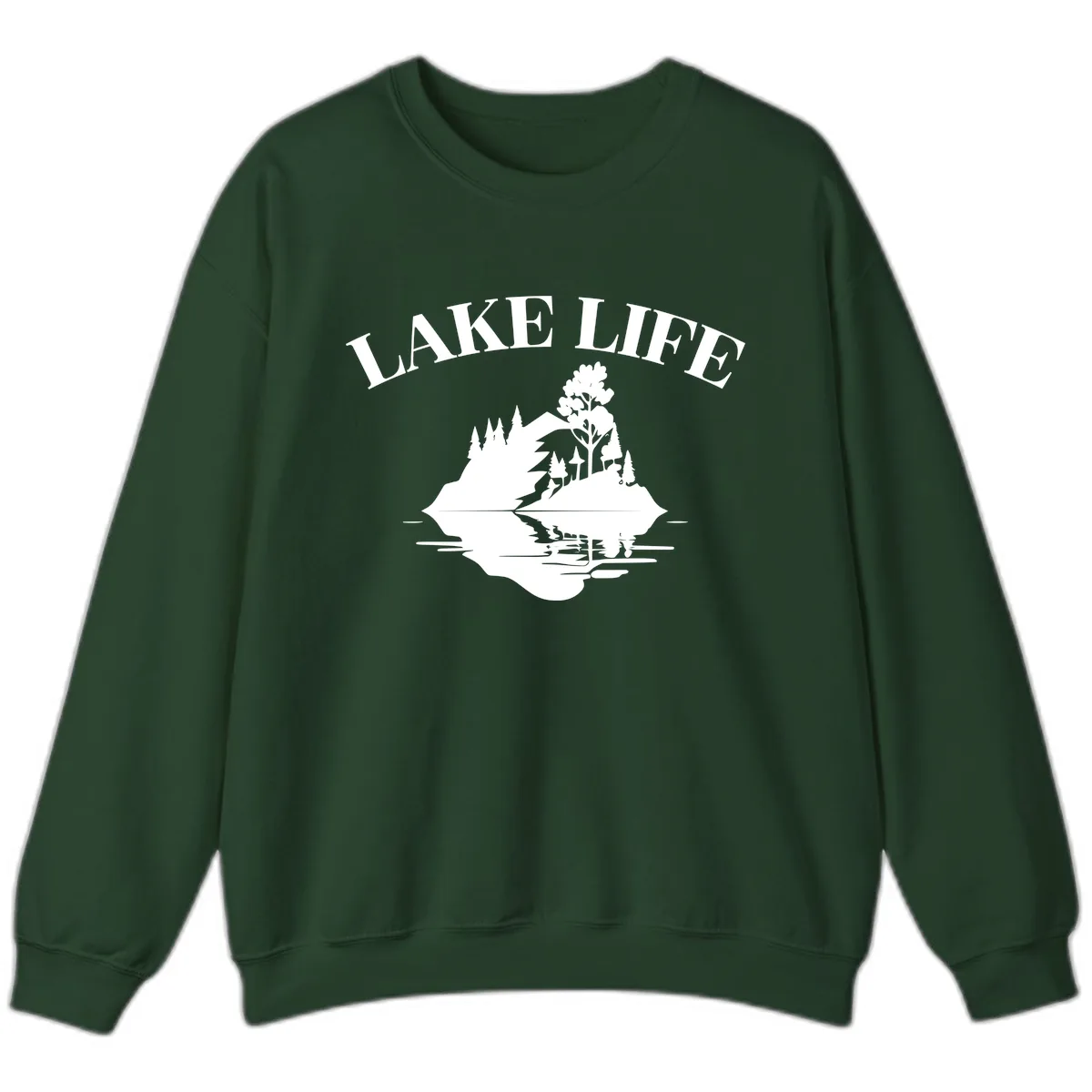 Lake Life Mountain Reflection Sweatshirt in Forest Green