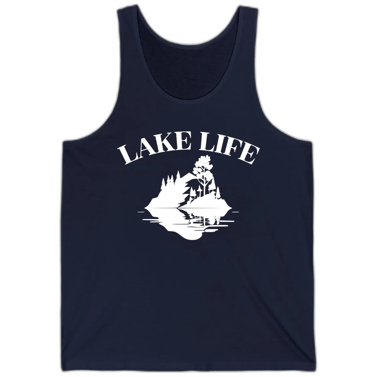 Lake Life Mountain Reflection Tank in Navy