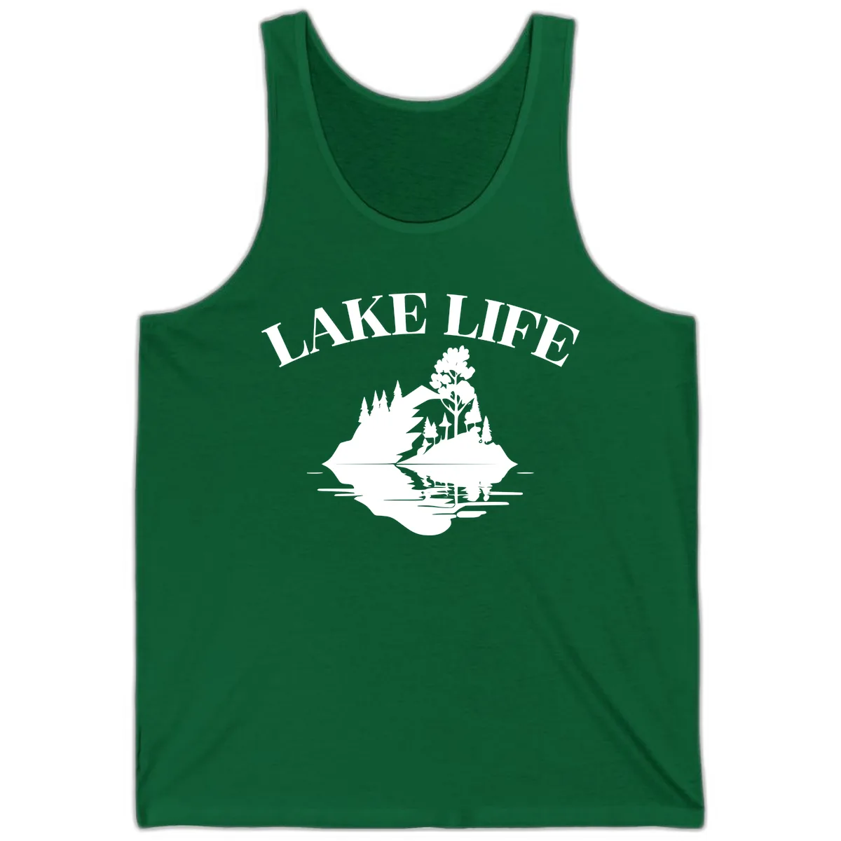 Lake Life Mountain Reflection Tank in Kelly