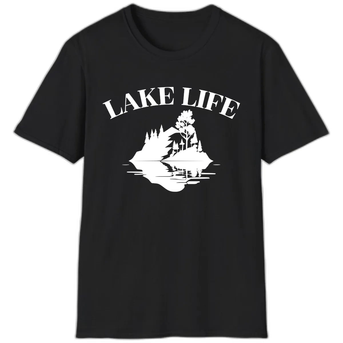 Lake Life Mountain Reflection T-Shirt in Black