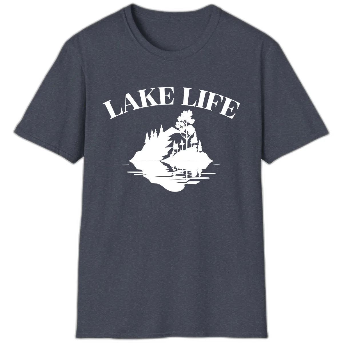 Lake Life Mountain Reflection T-Shirt in Heather Navy