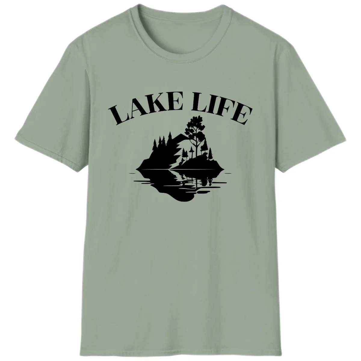 Lake Life Mountain Reflection T-Shirt in Sage