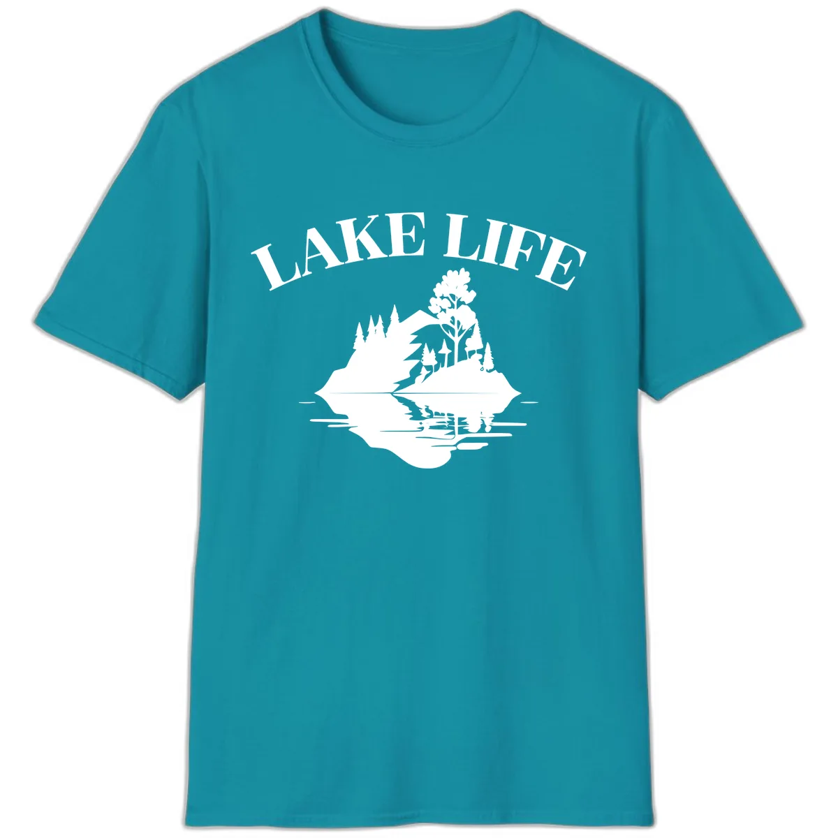 Lake Life Mountain Reflection T-Shirt in Tropical Blue