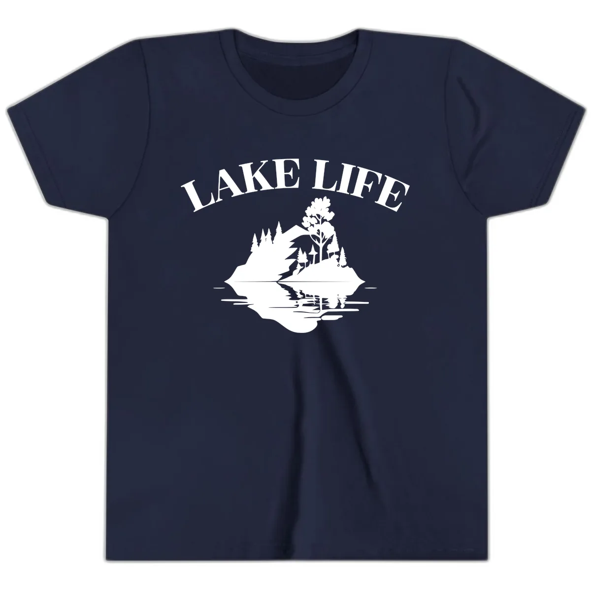 Lake Life Mountain Reflection Youth T-Shirt in Navy