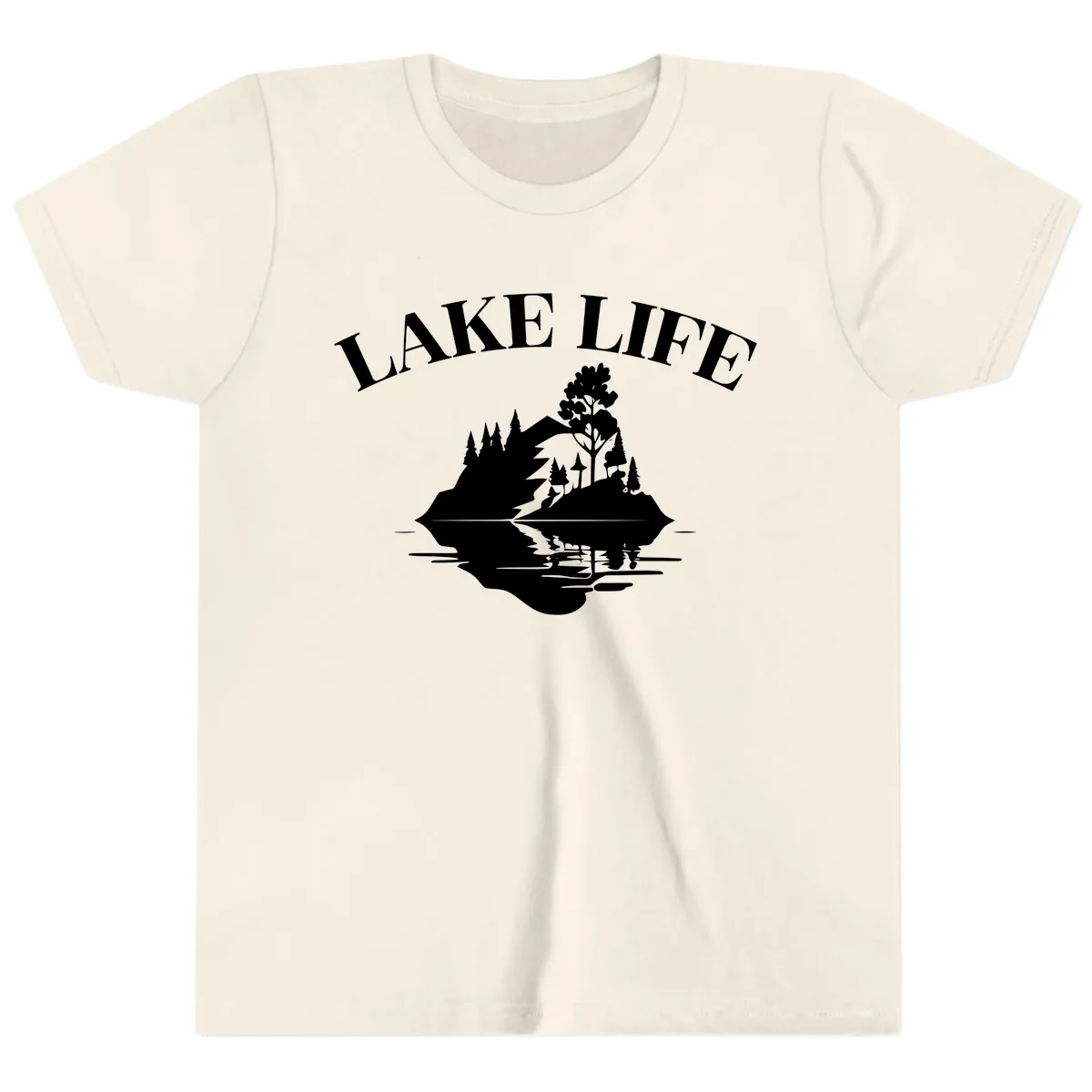 Lake Life Mountain Reflection Youth T-Shirt in Natural