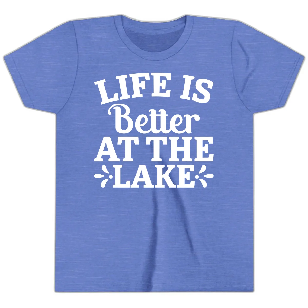 Life Is Better At The Lake Youth T-Shirt in Heather Columbia Blue