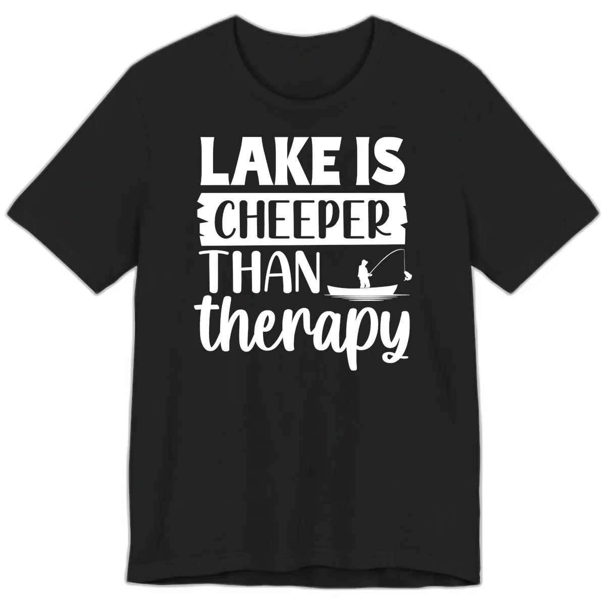 Lake is Cheaper Than Therapy Design Premium T-Shirt in Black