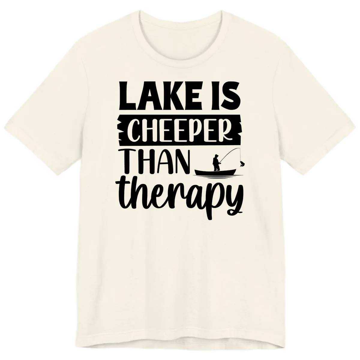 Lake is Cheaper Than Therapy Design Premium T-Shirt in Natural
