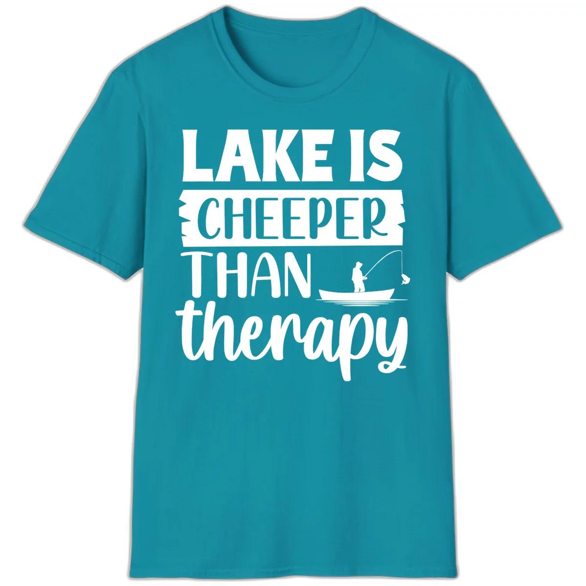 Lake is Cheaper Than Therapy Design T-Shirt in Tropical Blue