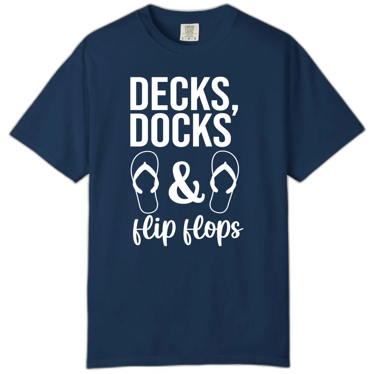 Decks Docks and Flip Flops Comfort Color in Navy