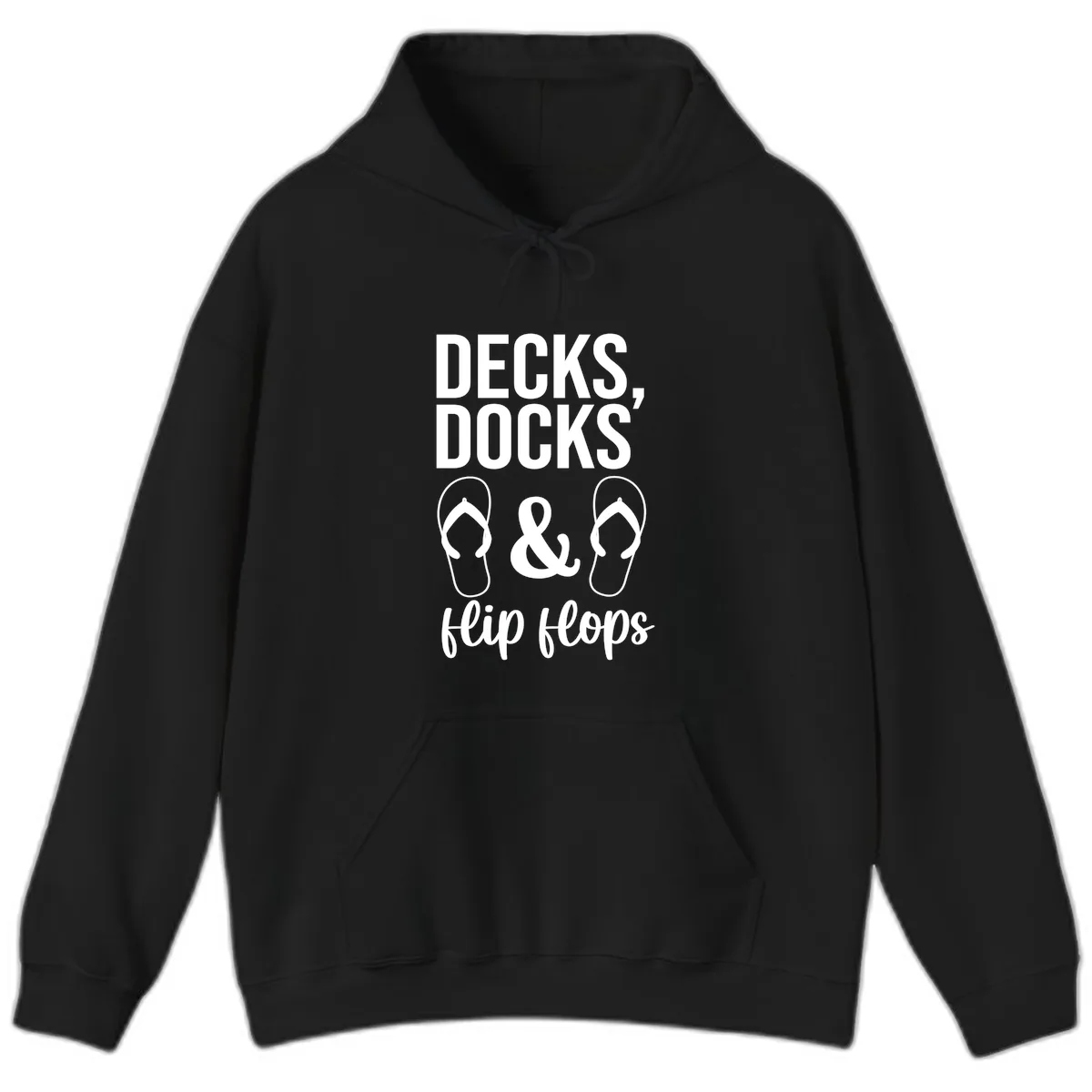 Decks Docks and Flip Flops Hoodie in Black