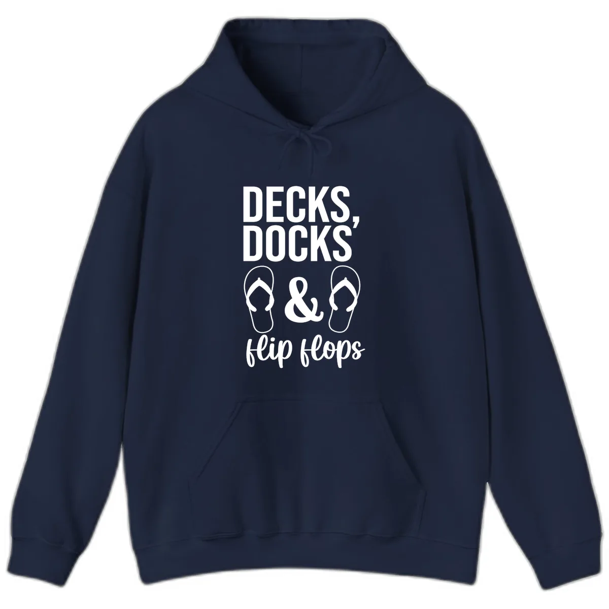 Decks Docks and Flip Flops Hoodie in Navy