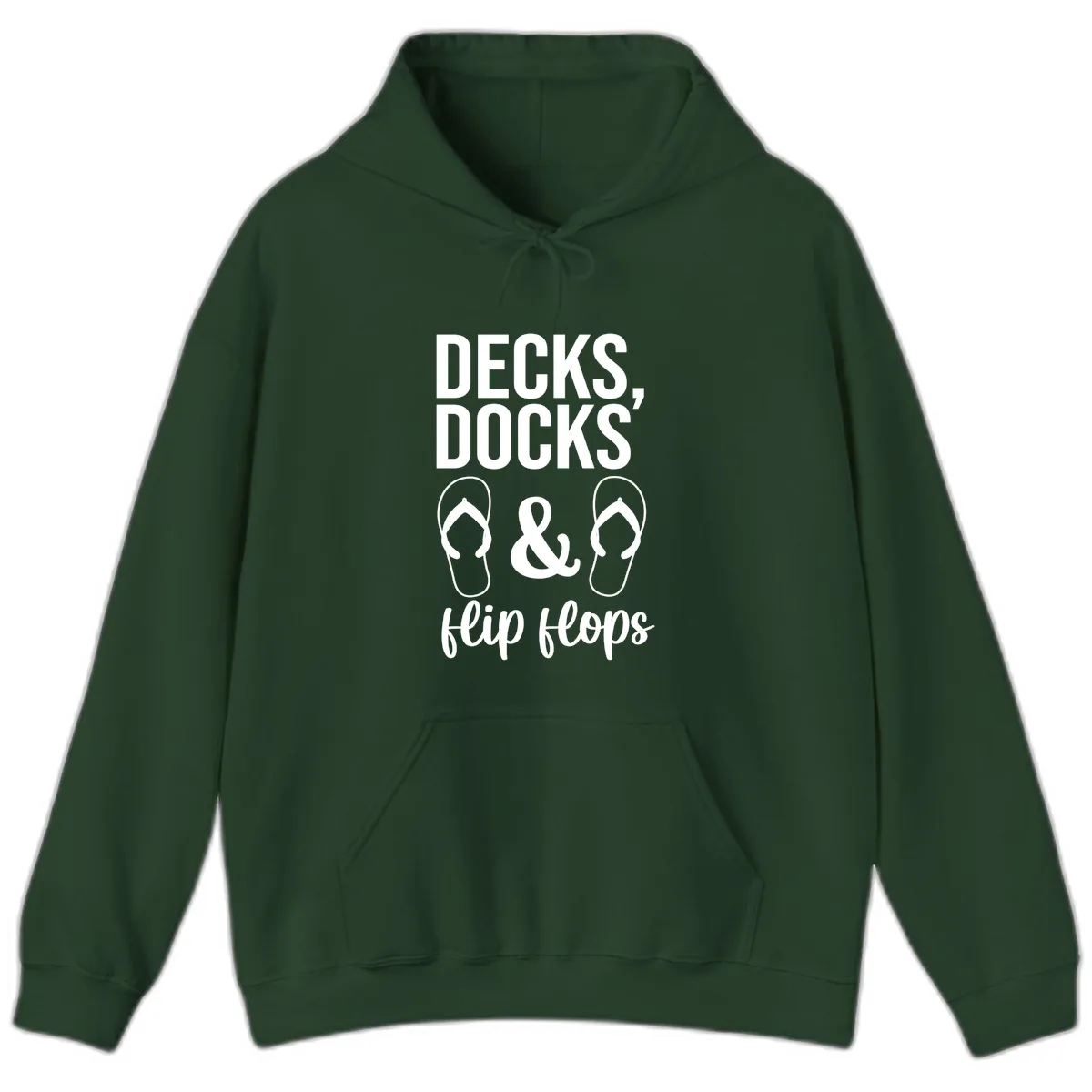 Decks Docks and Flip Flops Hoodie in Forest Green